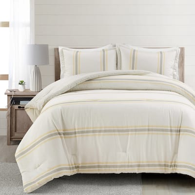 Lush Decor Farmhouse Stripe 3-piece Comforter Set