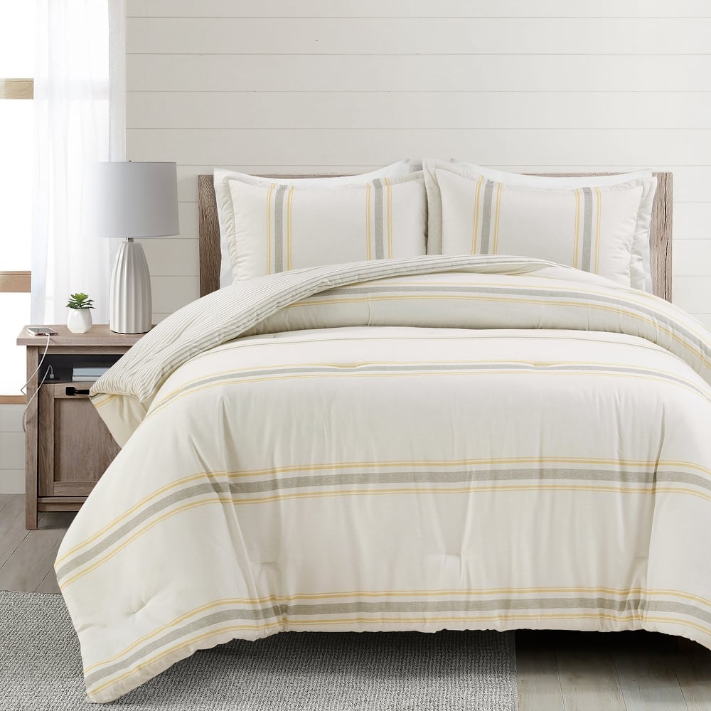 Lush Decor Farmhouse Stripe 3-piece Comforter Set
