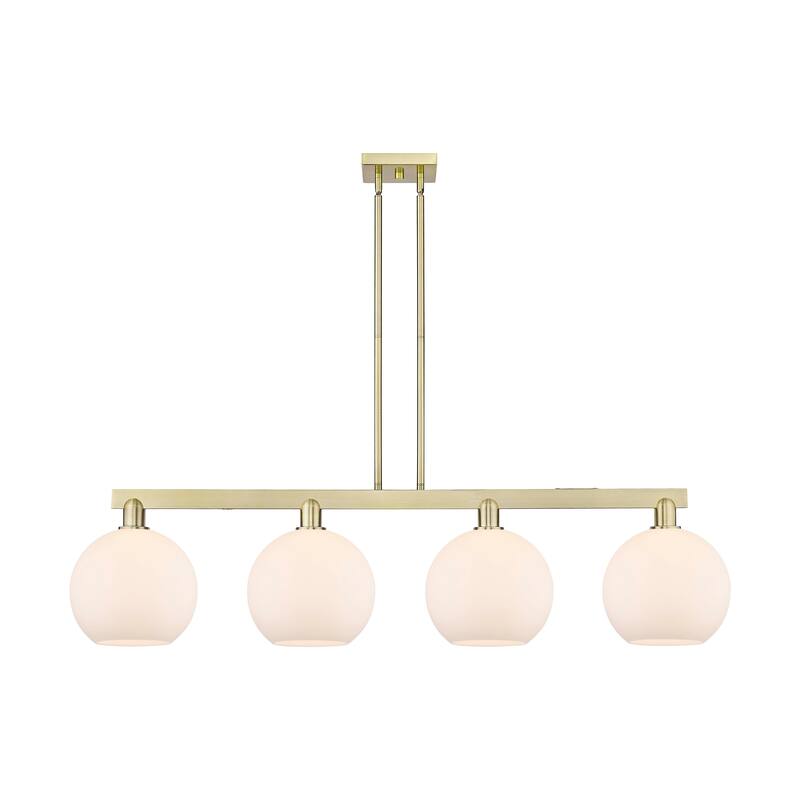 Innovations Lighting Endless Possibilities Arcadia - Athens - 4 Light 53" Stem Hung Island Light - Antique Brass/Matte White