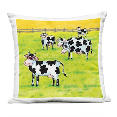 Stupell Funny Cow Herd with Specs Printed Outdoor Throw Pillow Design by Roger Straub