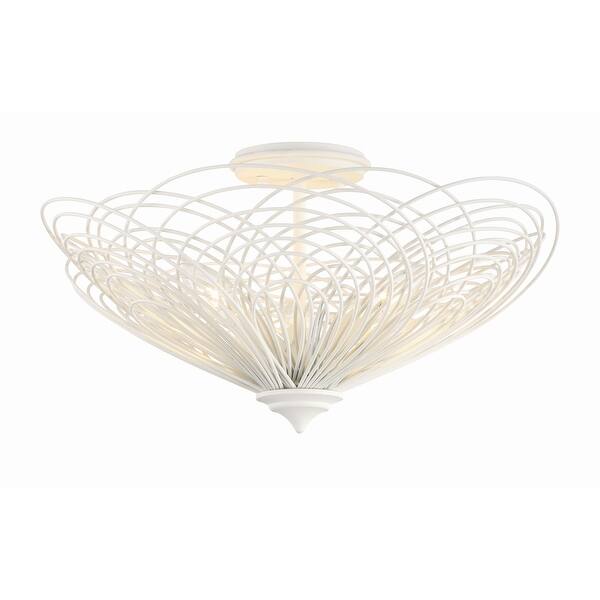slide 2 of 5, Doral 3 Light Matte White Semi Flush Mount - 19"W x 10.25"H x 19"D