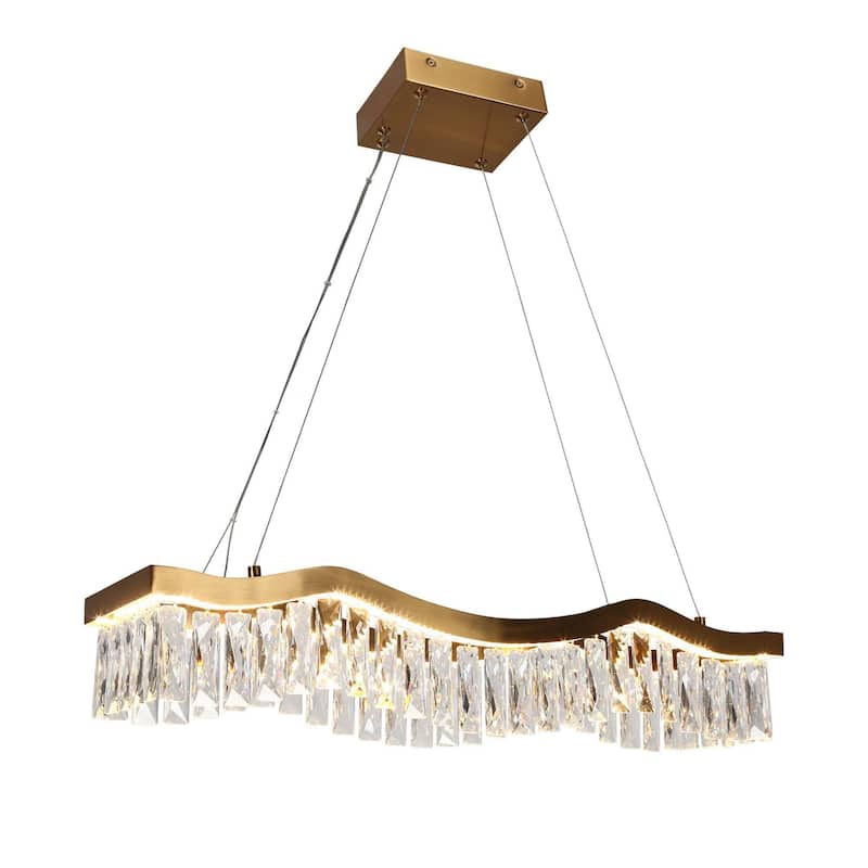 Modern 1-Light LED Crystal Chandelier Island Lights for Dining Room - W 33.5" x H 9" x D 7.9"
