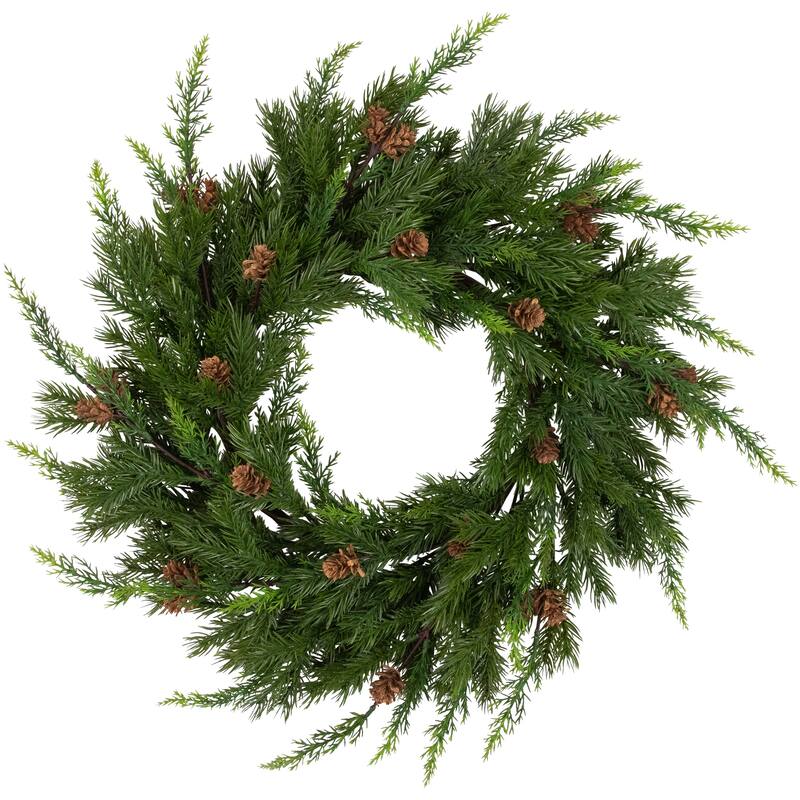 Real Touch™️ Cypress Pinecone Artificial Christmas Wreath 24" Unlit
