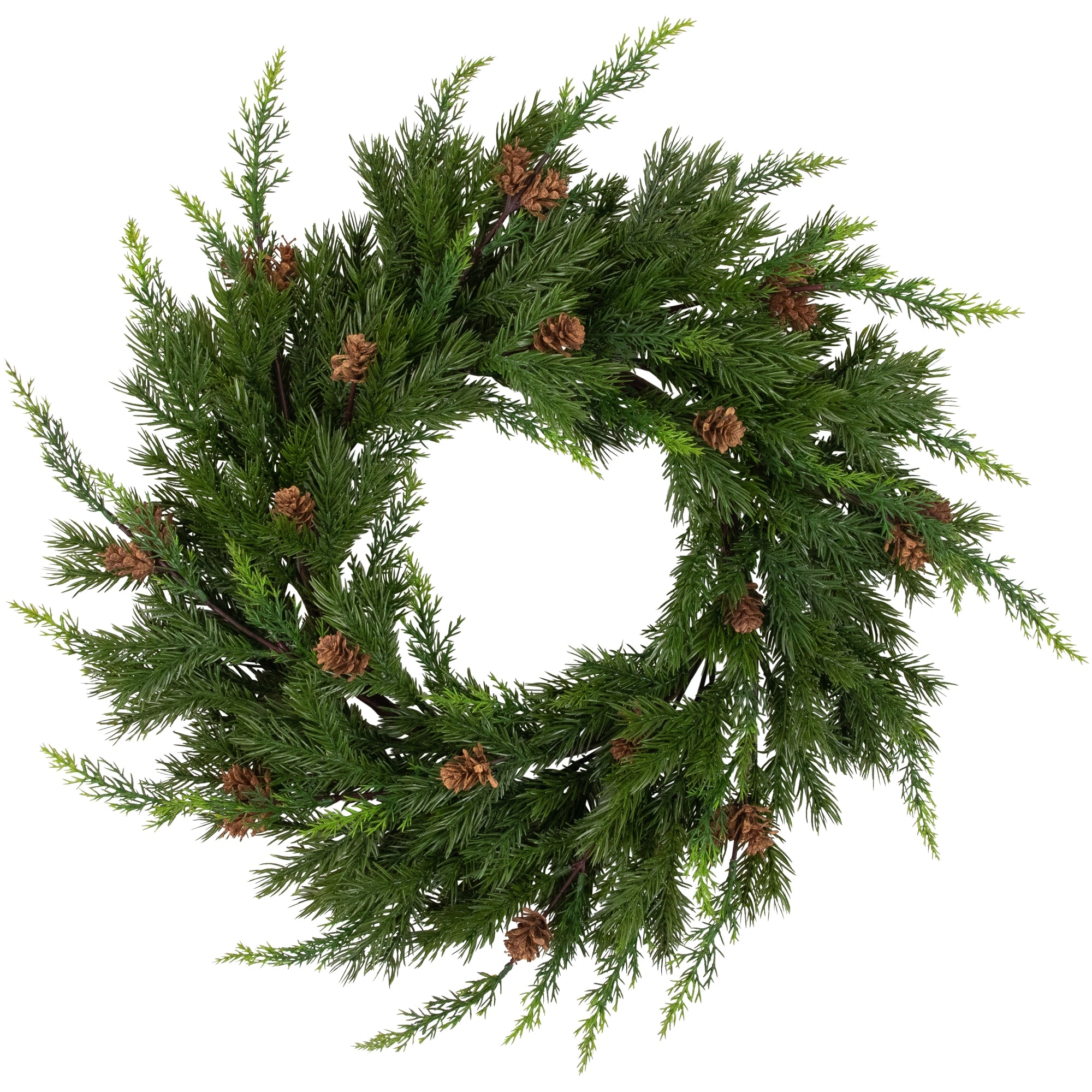 Cypress and Pine Cone Artificial Christmas Wreath 24-Inch - Unlit - 24"