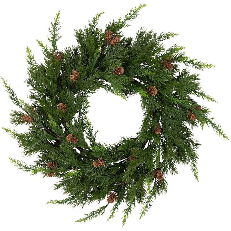 Real Touch™️ Cypress Pinecone Artificial Christmas Wreath 24" Unlit