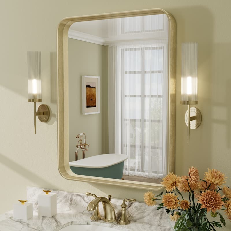 Aluminum Alloy Framed French Cleat Mounted Tempered Glass Wall Vanity Mirror