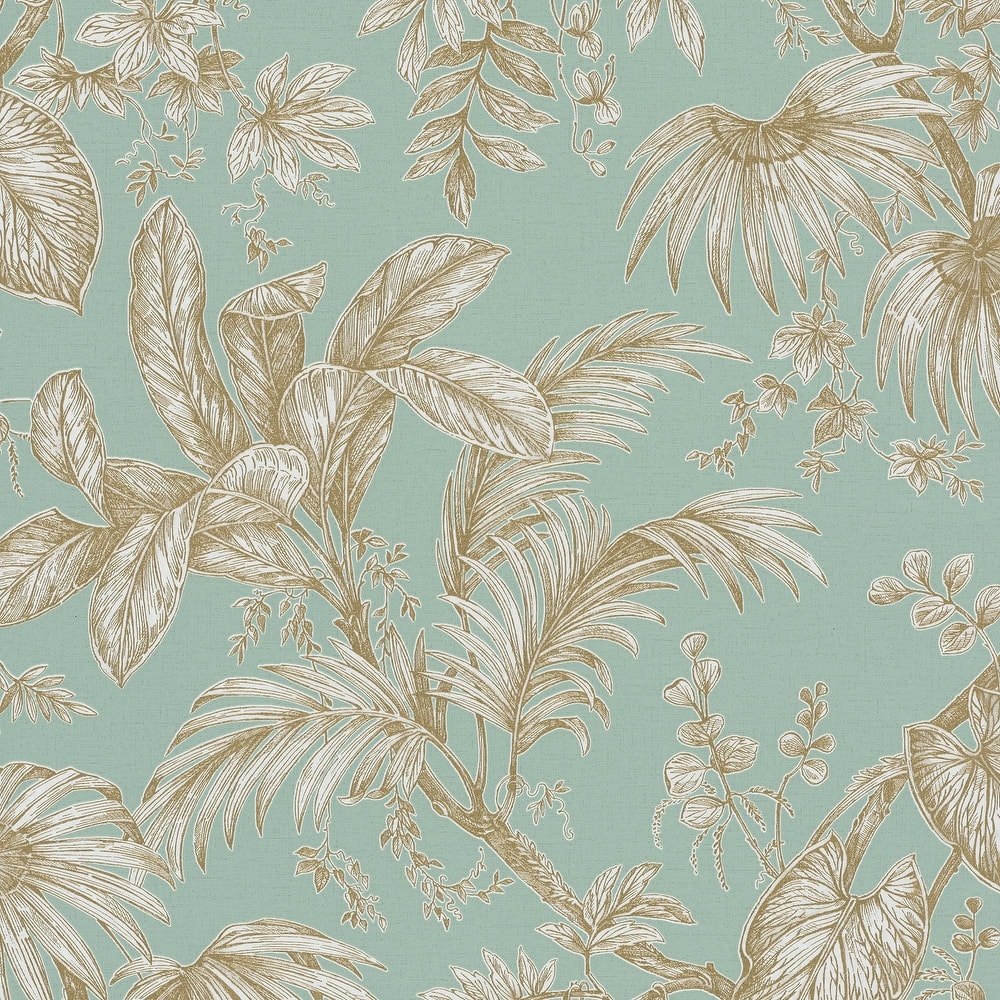Galerie Wallcoverings Large Palm Leaves And Stems Vinyl on Non-woven Wallpaper Roll
