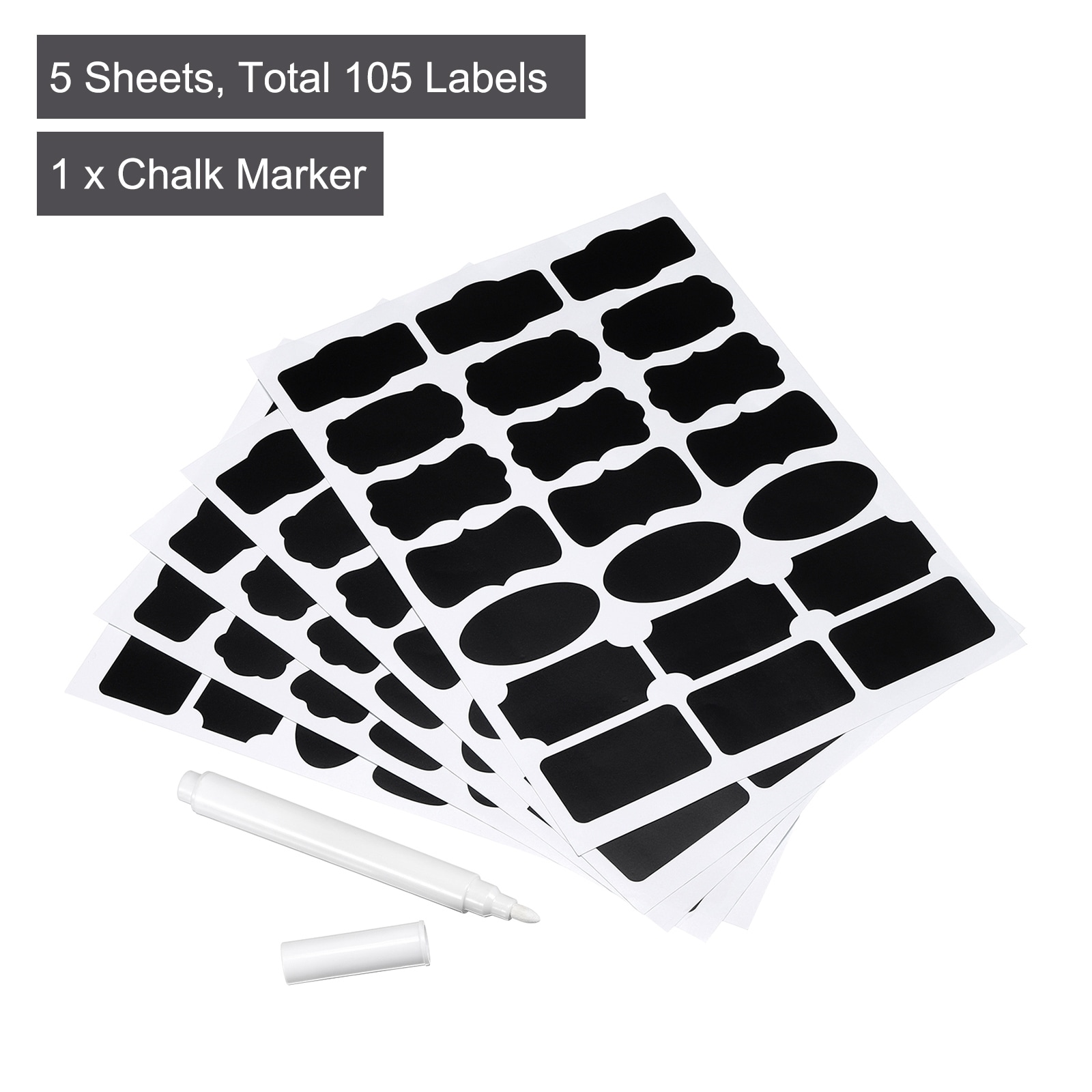 Chalkboard Labels Blackboard Stickers 65x36mm Reusable W Chalk Marker -  Black - Bed Bath & Beyond - 37625189