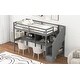 preview thumbnail 8 of 16, Elegant Twin Size Loft Bed Frame with Storage Staircase and Double Desks and Shelves, Sturdy construction & Unique design, Grey