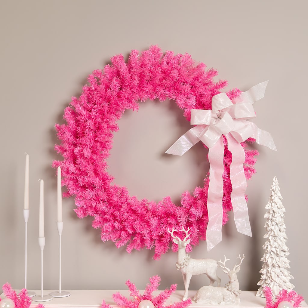 Artificial Pine Christmas Wreath - 36" - Pink - Unlit