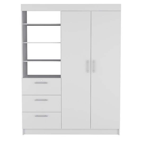 Armoire Wardrobe Closet with 3 Drawers Double Door 3 Tier Shelf Bed Bath Beyond 41129868