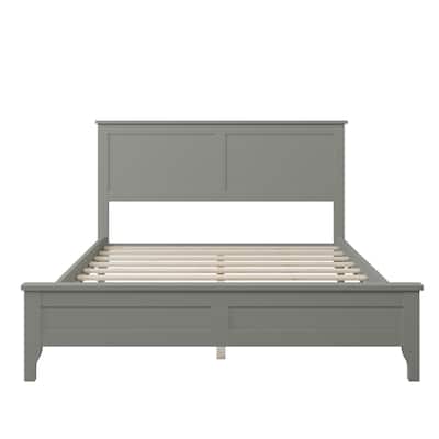 Mid Century Modern Solid Wood Platform Bed Frame with Headboard