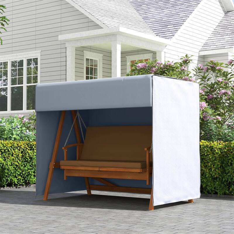 Dark Grey UV Resistant Oxford Cloth Patio Swing Chair Cover Large Outdoor Hammock Protector - 80.75"L x 48.75"W x 64.5"H