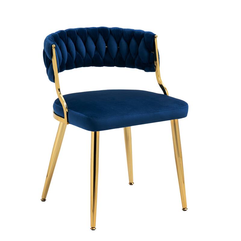 Set of 2 Velvet Dining Chair with Golden Metal Legs