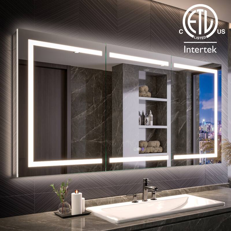 Modland 48"-72"W x 36"H Lighted Bathroom Medicine Cabinet with Backlit & Frontlit Modes,Anti-Fog