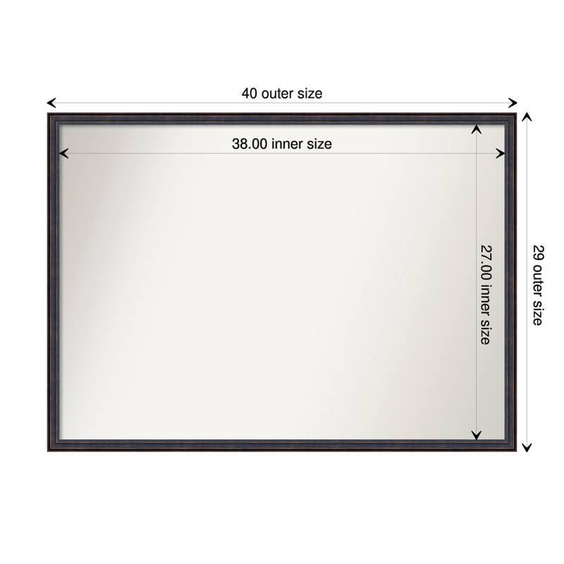 Non-Beveled Wood Bathroom Wall Mirror - Dark Bronze Scoop Frame - Dark Bronze Scoop - 40 x 29 in