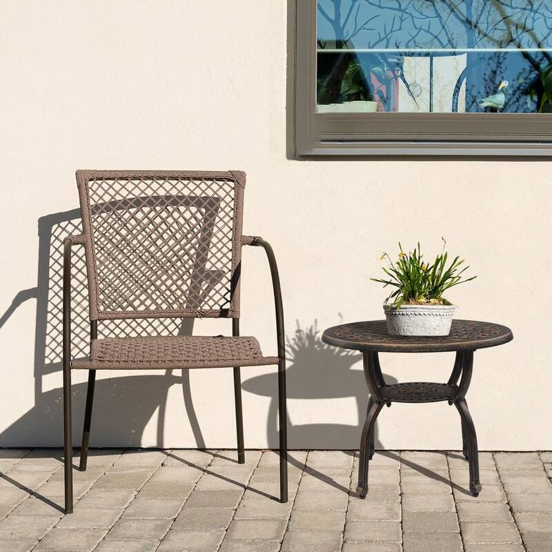 Cast Aluminum Outdoor Side Table Anti-Rust Outdoor Round End Table