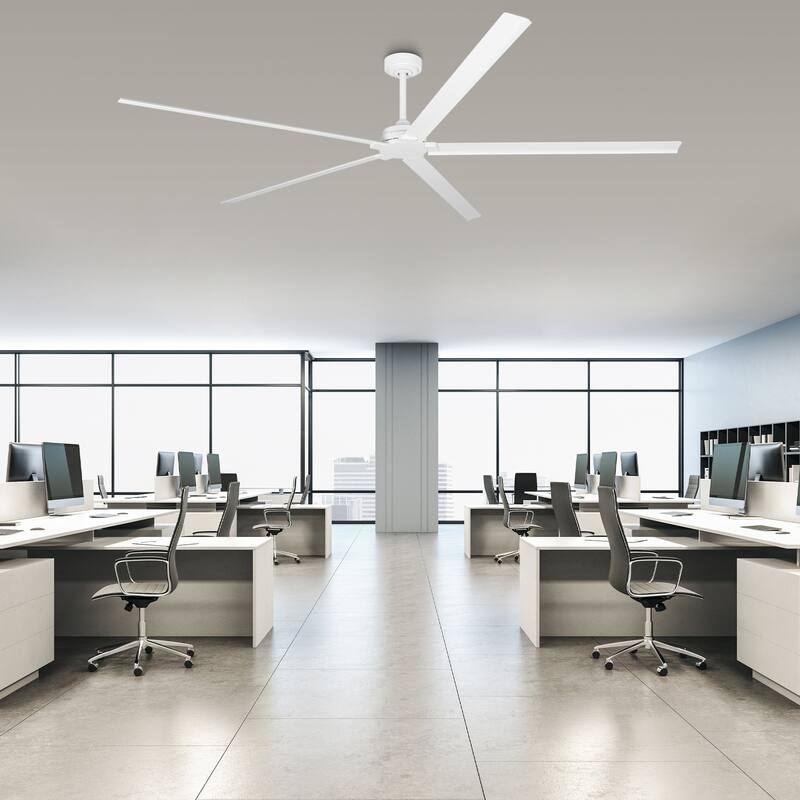 84" Modern White Aluminum 5-Blade Large Commercial Ceiling Fan without Light