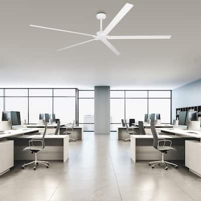 Parrot Uncle 84" Modern White Aluminum 5-Blade Large Commercial Ceiling Fan without Light