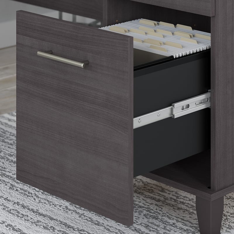 Bush Furniture Somerset 72W L Shaped Desk with Storage Hutch