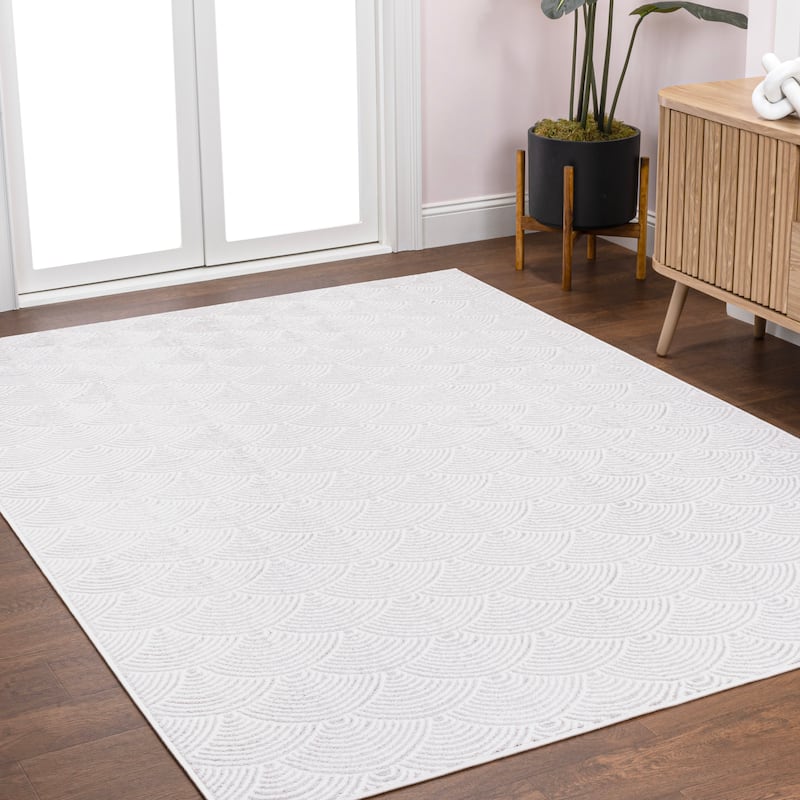 JONATHAN Y Cole Geometric Art Deco Fan Pattern High-Low Rug