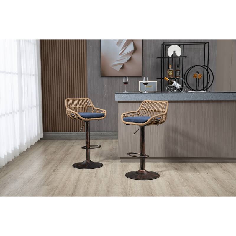 Swivel Bar Stools Set of 2 Adjustable Counter Height Chairs with Footrest for Dining Room,2 SET