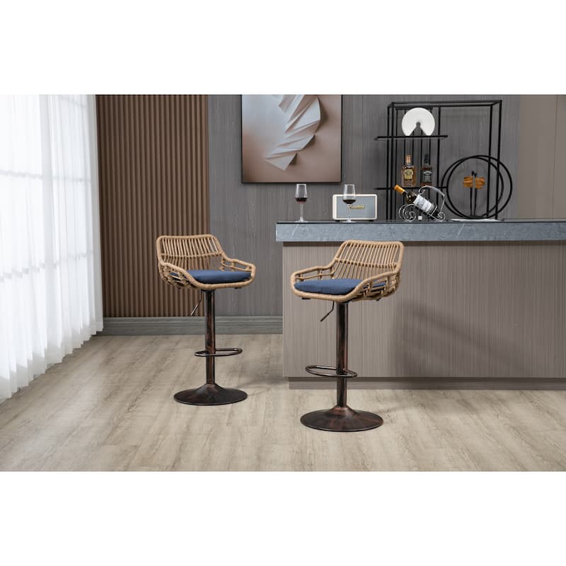 Swivel Bar Stools Set of 2 Adjustable Counter Height Chairs
