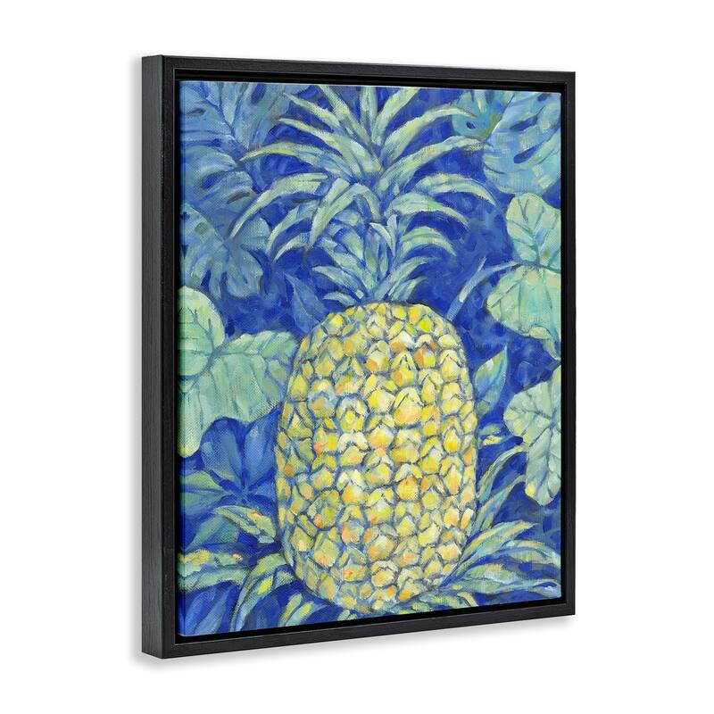 Stupell Blue Hawaii Pineapple Framed Floater Canvas Wall Art Design By Paul Brent