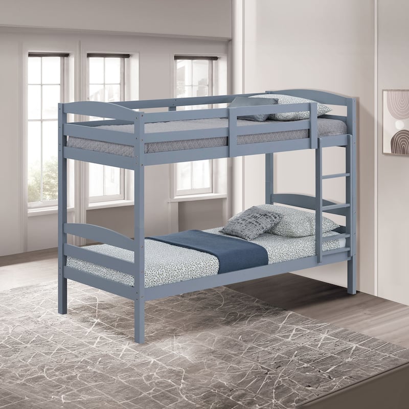 Furniture of America Plains Twin/Twin Detachable Solid Wood Bunk Bed - Grey