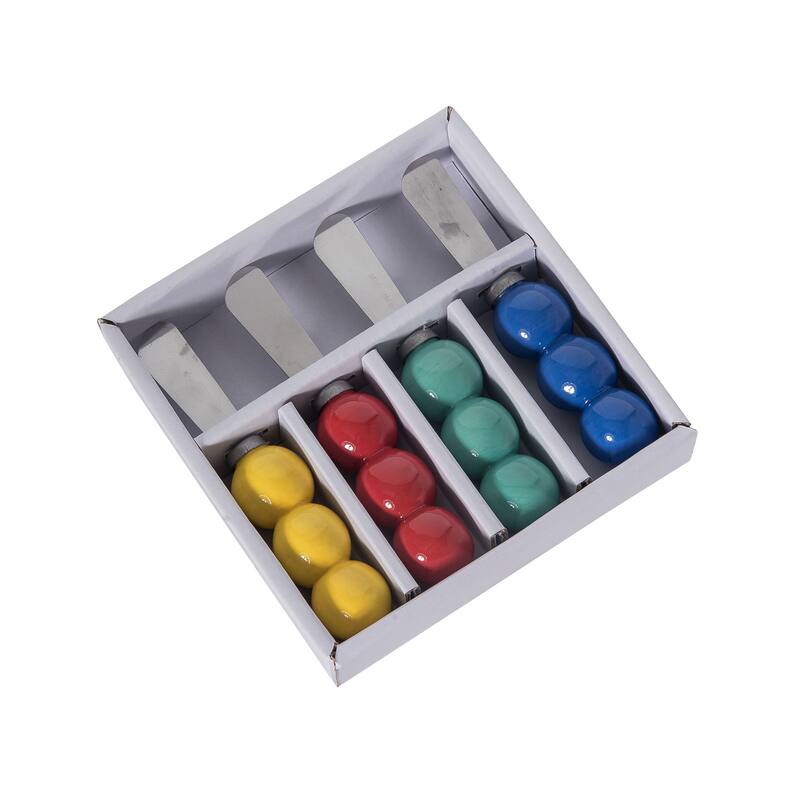 Transpac Dolomite 5 in. Multicolor Spring Bright Geometric Spreaders Set of 4