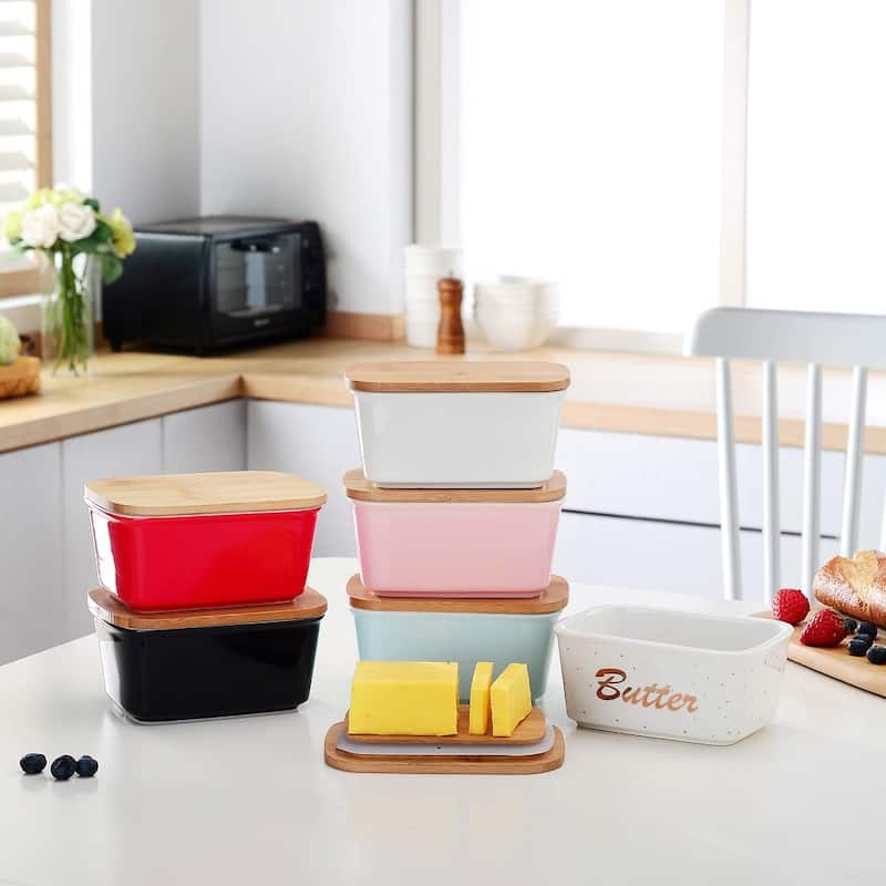 LOVECASA Porcelain 24Oz. Butter Dish with Lid