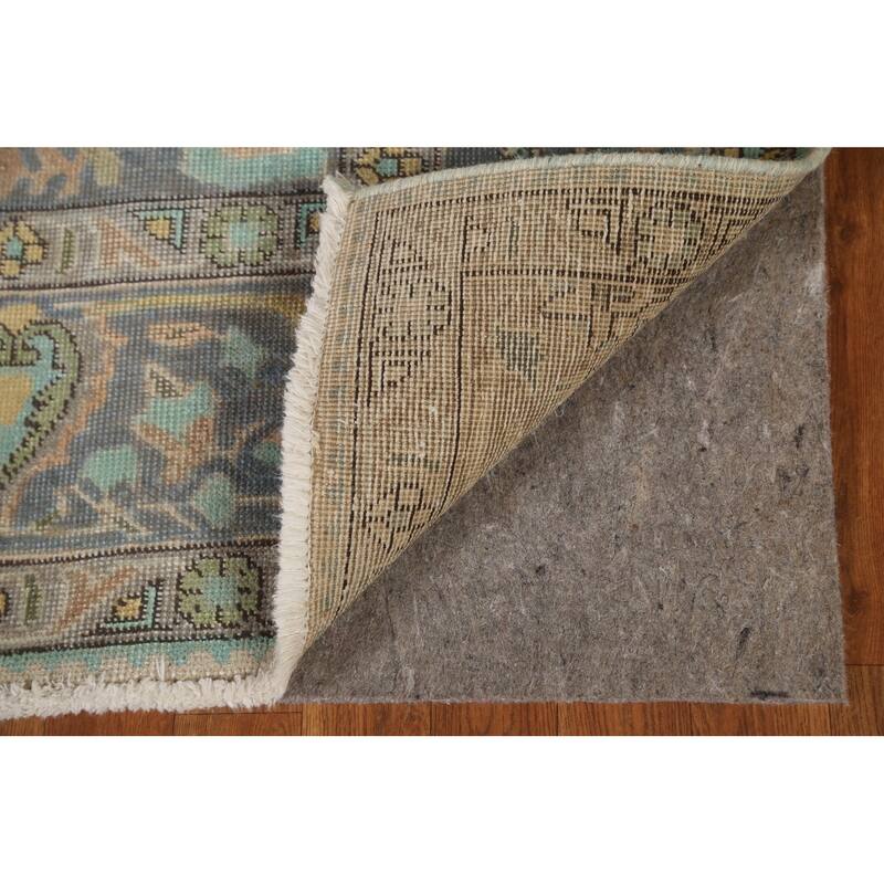 Hand Knotted Oriental 100% Wool Carpet Traditional Medallion Navy Blue & Blues Tabriz Area Rug - 9' 4'' X 6' 8''