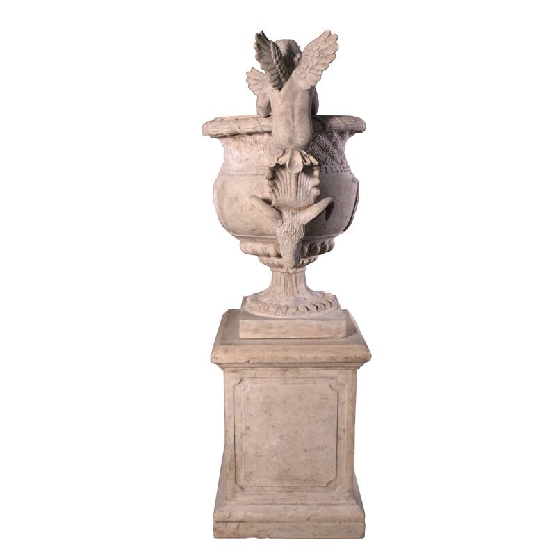 Angels Urn On Base Stone Cast