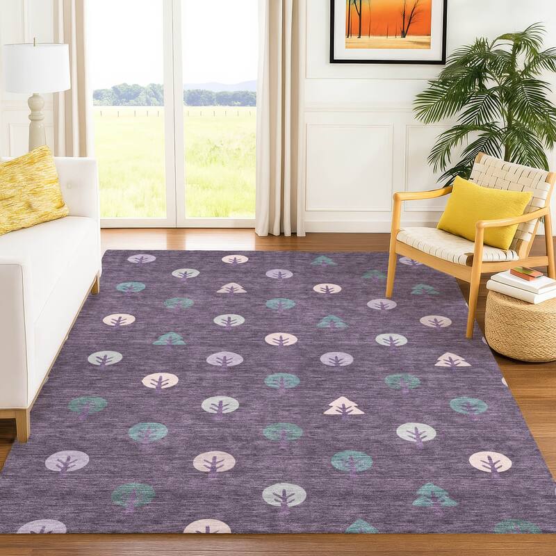 Machine Washable Indoor/ Outdoor Modern Mulvane Chantille Rug