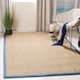 SAFAVIEH Natural Fiber Marina Basketweave Seagrass Rug - 9' x 12' - Natural/Navy