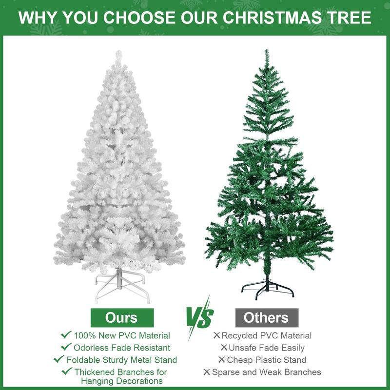 5ft Christmas Tree with Memory Wire,498 Tips Hinged Artificial PVC Tree,Easy Assembly Holiday Xmas Tree(Ornaments Not Included)