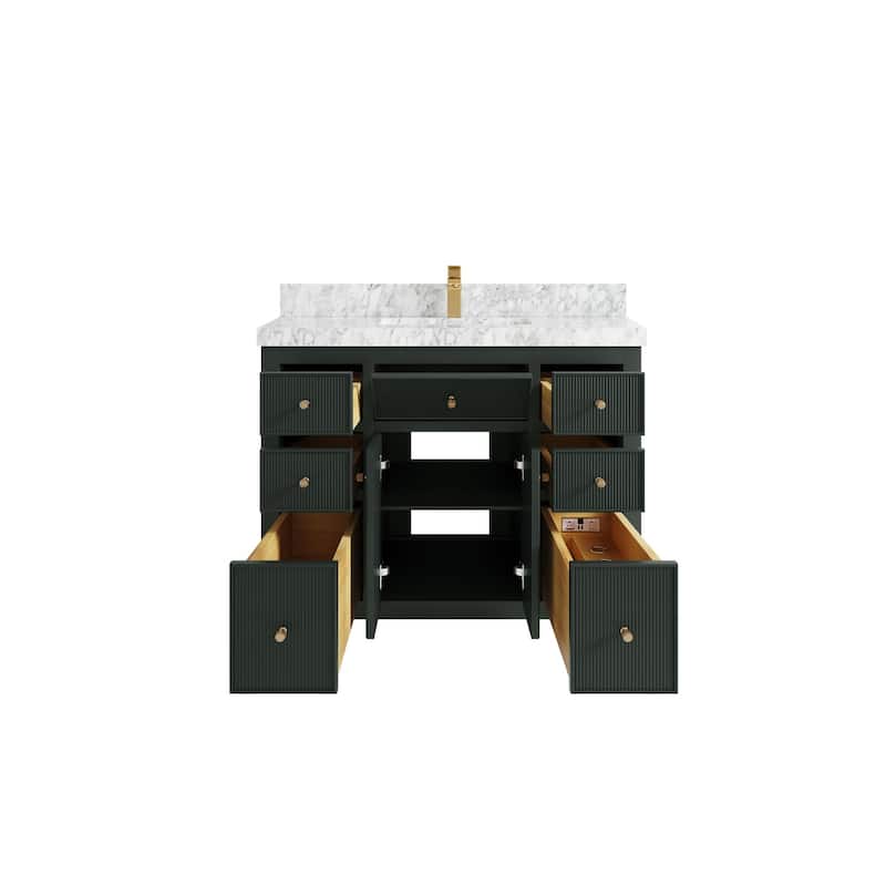 Willow Collections 42 in W x 22 in D Sonoma Free Standing Reeded Single Sink Bathroom Vanity with Countertop