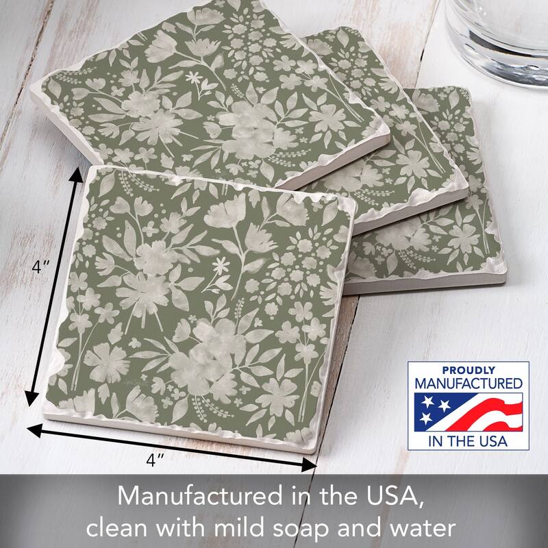 Wild Apple Graphics 4-Pack Tumbled Tile Stone Coasters with Protective Cork Backing Manufactured in The USA