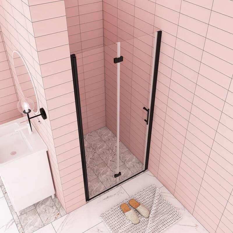 30/32/34/36 Bi-fold Semi-Frameless Shower Door with Clear Tempered Glass