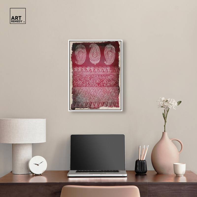 Burgundy Stamps Canvas by Art Remedy