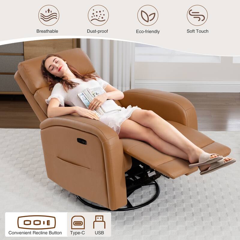 Aemeios Swivel Power Recliner Rocker with USB and Type C Port Set of 2