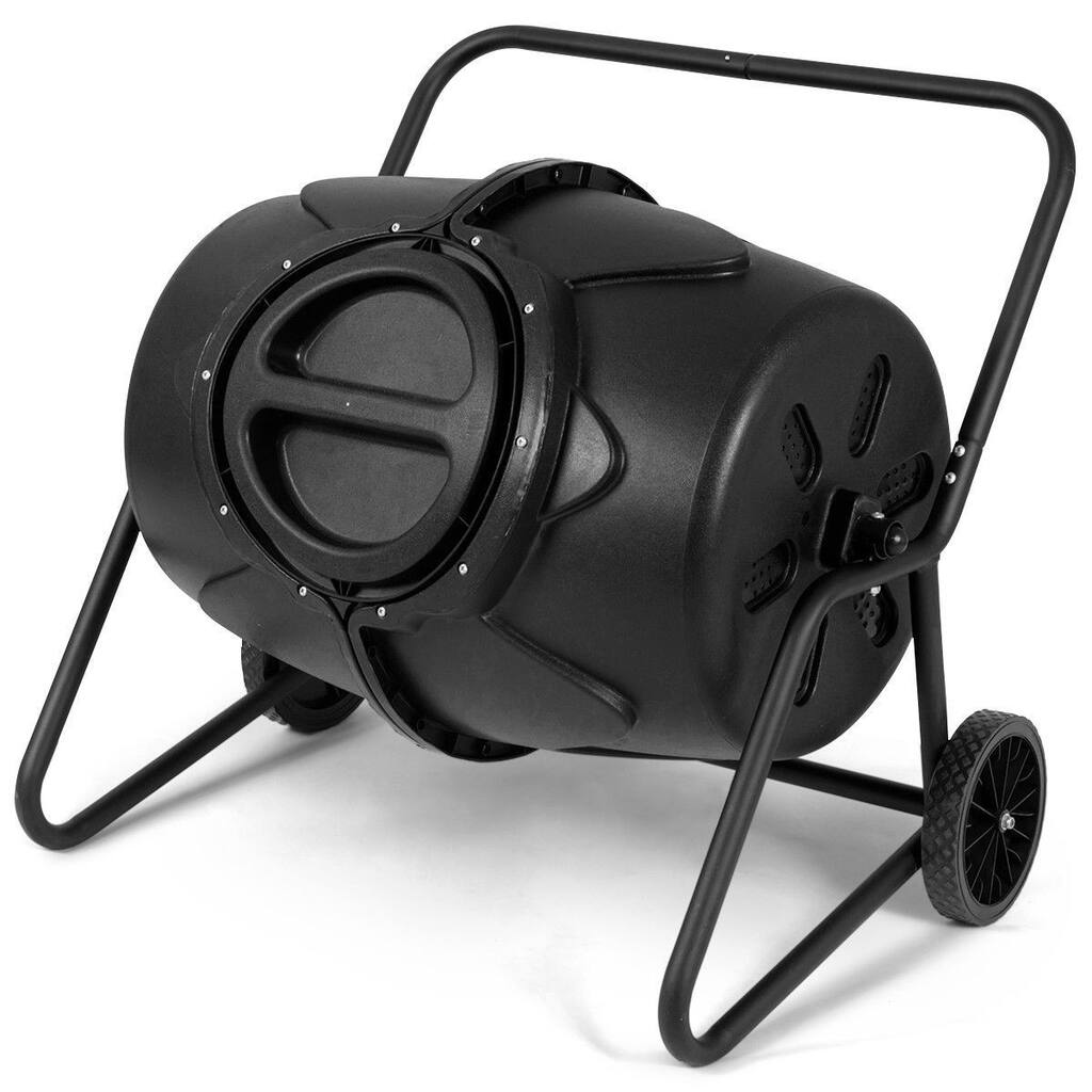 Daily Boutik Outdoor Mobile 50-Gallon Compost Bin Tumbler on Wheels