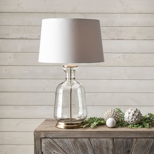 slide 2 of 4, Brooklyn Rug Co 24" Emma Clear Glass Cotton Shade Gold Table Lamp - 15"W x 15"D x 24"H 15"W x 15"D x 24"H - Gold