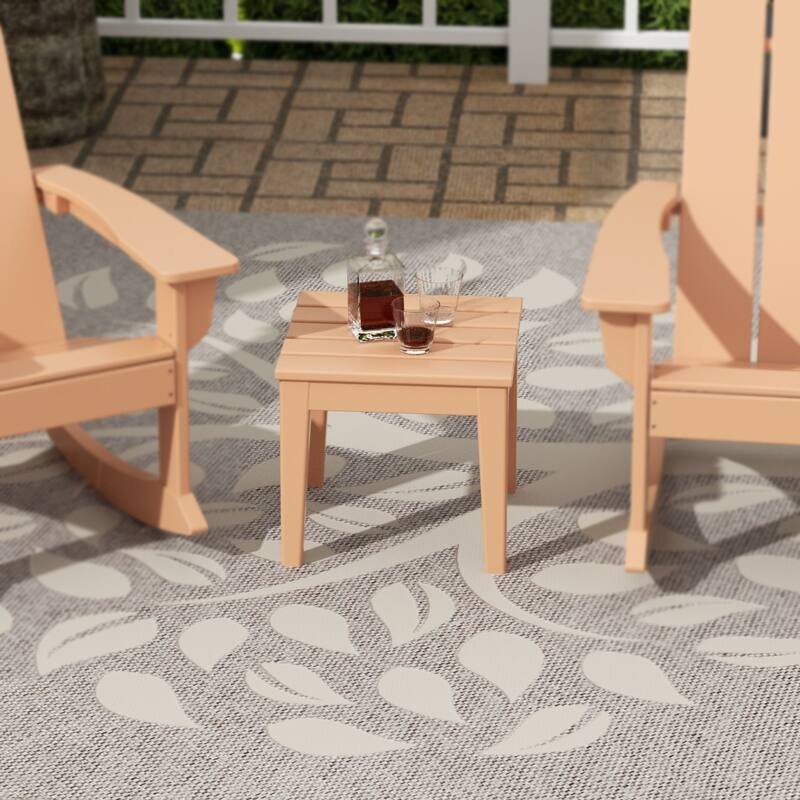 Shoreside HDPE Eco-Friendly All Weather Square Modern 18" Side Table - Teak
