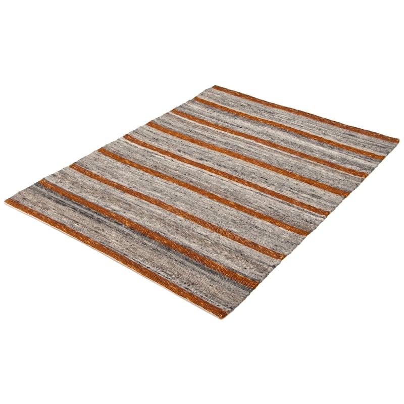 ECARPETGALLERY Braid weave Sienna Grey Wool Rug - 5'2 x 7'1