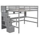 preview thumbnail 9 of 20, Full Size Solid Wood Loft Bed with Built-in Desk, Bookshelves and Storage Staircase