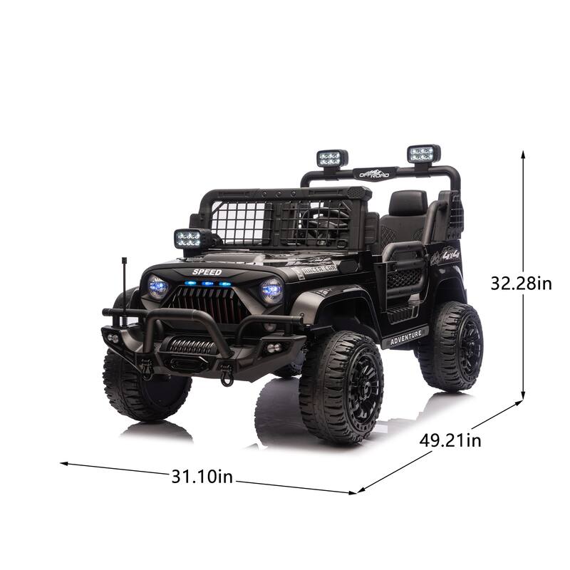 24V 2-Seater Kids Ride On Truck with Remote Control, Dual Motors, LED Headlights, Bluetooth Music, USB/MP3 & 4-Wheel Suspension
