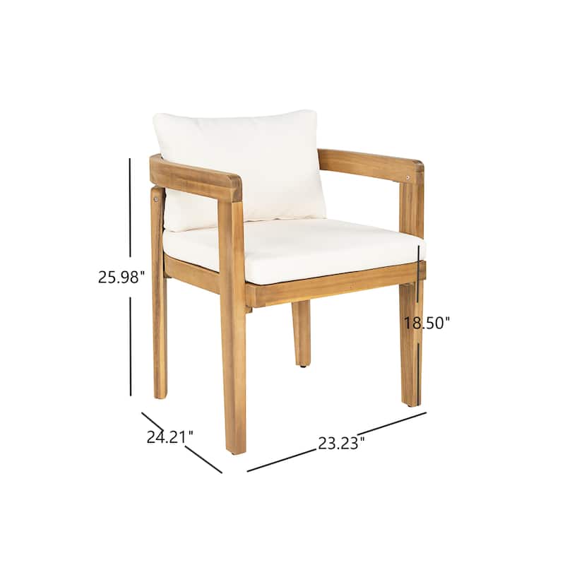 Christopher Knight Home - Solid Acacia Wood Outdoor Patio Dining 5/7-Piece Set with Cushions & Umbrella Hole - 7-Piece_Teak