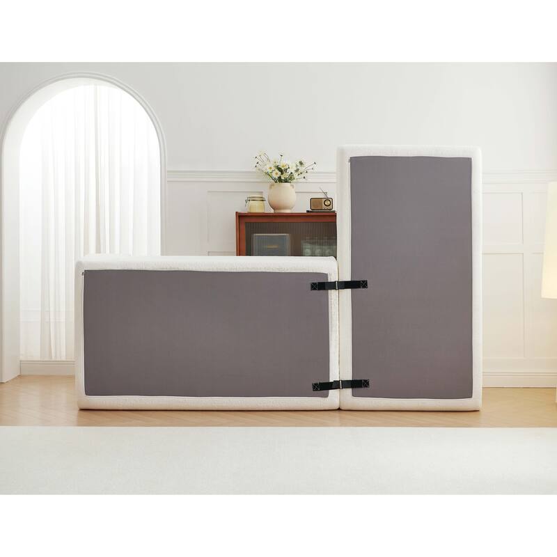 Modular Sectional Sofa with L-Shape Chaise, Chenille Upholstered Cloud Sofa, Corner Deep Seat Sofa with 5 Throw Pillows