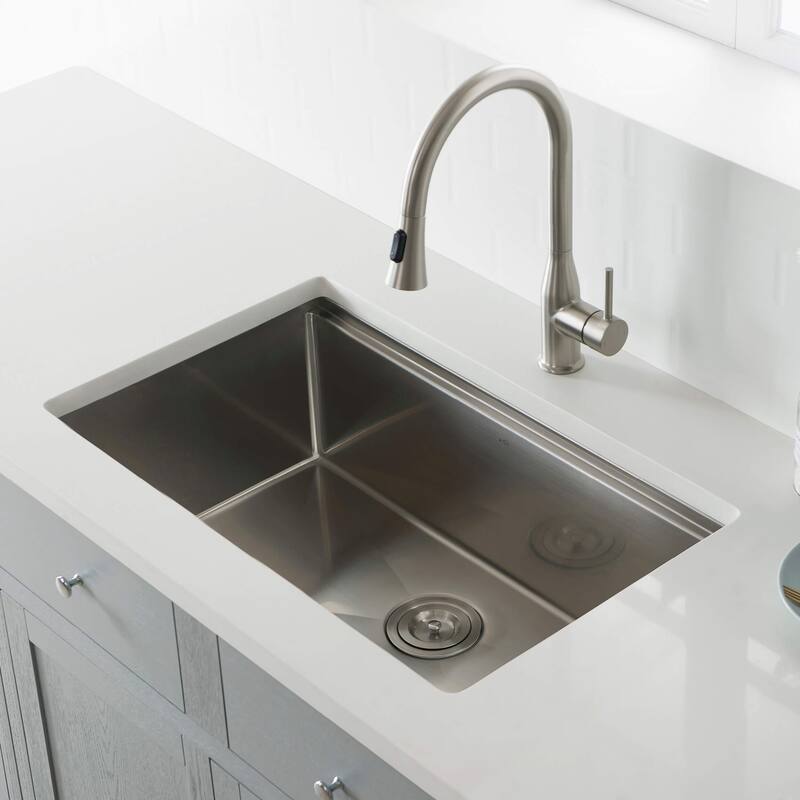 30" Handcrafted 316 Stainless Steel Single Bowl Workstation Undermount Kitchen Sink - 27"